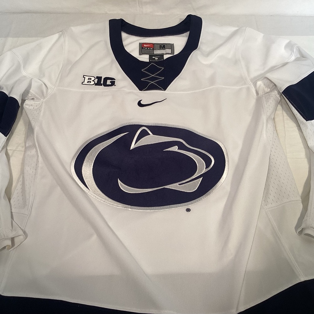 Penn State Nittany Lions Nike White And Navy Blue Hockey Jersey Mens Size Medium - Picture 6 of 13